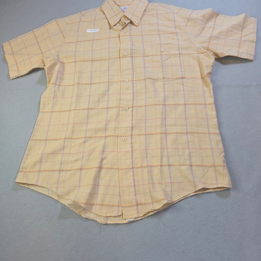 IVY Classics Mens Yellow Plaid Short Sleeve Button Down Shirt Vintage M USA Made